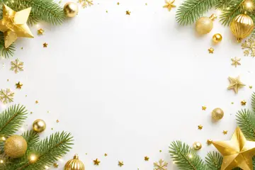 Elementos 3D de Natal pra fundo (Dourado minimalista)