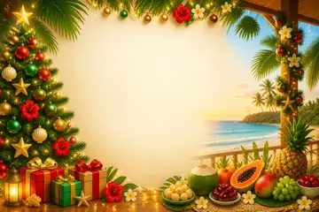 Elementos 3D de Natal pra fundo (Natal tropical brasileiro)