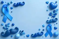 Elementos 3D de Novembro Azul pra fundo (Bigode e azul)