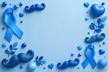 Elementos 3D de Novembro Azul pra fundo (Bigode e azul)