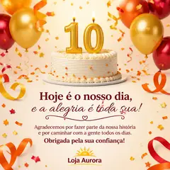Mensagem "Feliz Aniversário da loja" com a sua logo (Festa de aniversário)