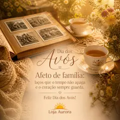 Mensagem "Feliz Dia dos Avós" com a sua logo (Afeto de família)