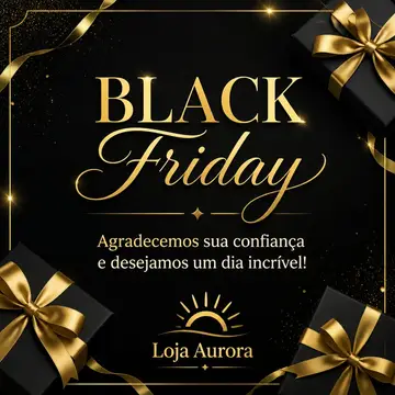 Mensagem "Feliz Black Friday" com a sua logo (Preto e dourado)