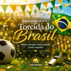 Mensagem "Feliz Torcida do Brasil" com a sua logo (Clima de torcida)
