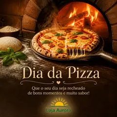 Mensagem "Feliz Dia da Pizza" com a sua logo (Forno a lenha)