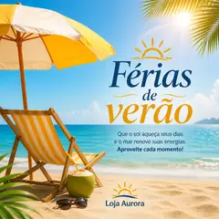Mensagem "Feliz Férias de verão" com a sua logo (Praia e sol)