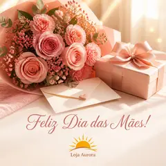 Mensagem "Feliz Dia das Mães" com a sua logo (Flores e carinho)