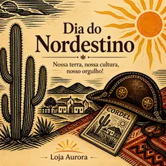 Mensagem "Feliz Dia do Nordestino" com a sua logo (Cultura nordestina)