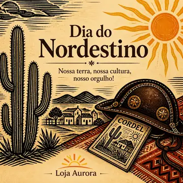 Mensagem "Feliz Dia do Nordestino" com a sua logo (Cultura nordestina)