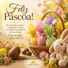 Mensagem "Feliz Páscoa" com a sua logo (Ovos de chocolate)