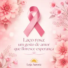 Mensagem "Feliz Outubro Rosa" com a sua logo (Laço rosa)