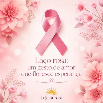 Mensagem "Feliz Outubro Rosa" com a sua logo (Laço rosa)