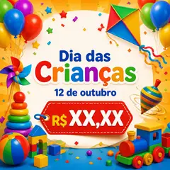 Post de promoção: Dia das Crianças (Brinquedos e cores)