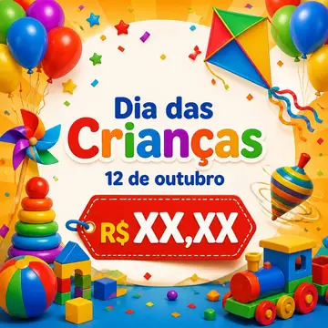 Post de promoção: Dia das Crianças (Brinquedos e cores)