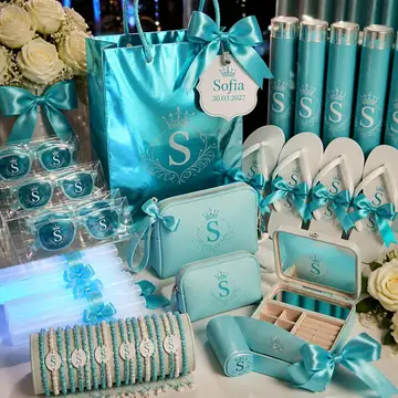 Kit pista e lembrancinhas: 15 anos azul-turquesa e branco