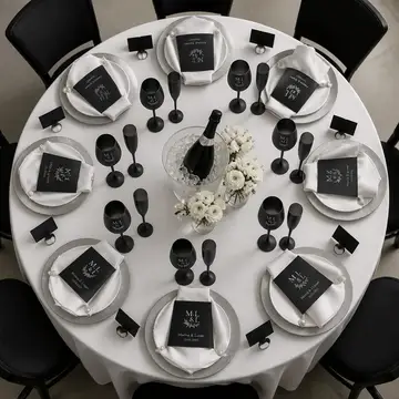 Mesa dos convidados vista de cima: casamento minimalista moderno