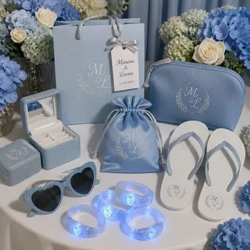 Lembrancinhas e kit pista: casamento azul serenity e prata