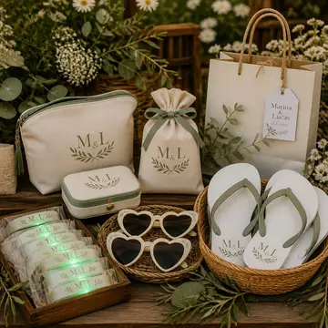 Lembrancinhas e kit pista: casamento rústico no campo
