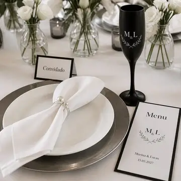 Lugar do convidado (detalhe): casamento minimalista moderno