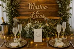 Mesa dos noivos: casamento rústico no campo