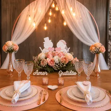 Foto profissional da sua mesa de casamento: romântico rosé