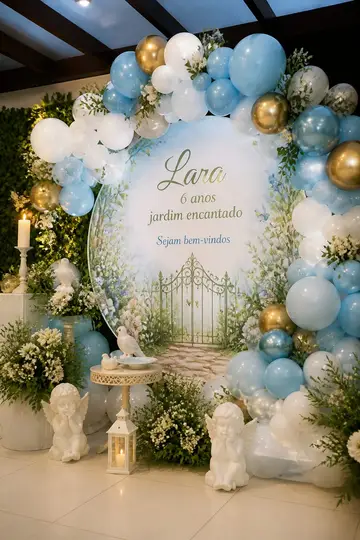 Arco de balões orgânico: Batizado