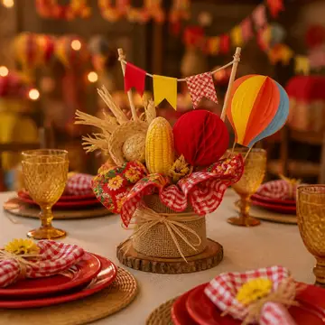 Centro de mesa dos convidados: Festa junina