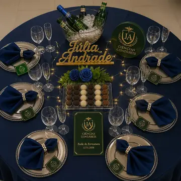 Mesa do formando vista de cima: Ciências Contábeis