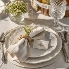 Detalhe do lugar à mesa: Café da manhã especial