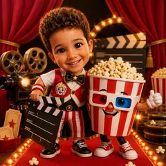 Aniversariante no tema Cinema e pipoca