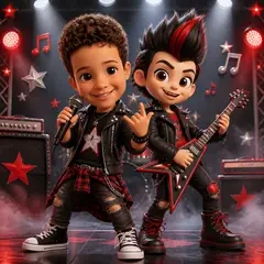 Aniversariante no tema Rock star mirim