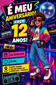 Convite digital: festa Festa anos 80