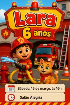 Convite digital: festa Bombeiro