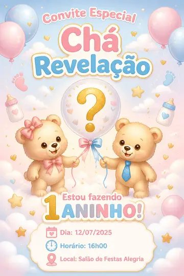 Convite digital: festa Chá revelação