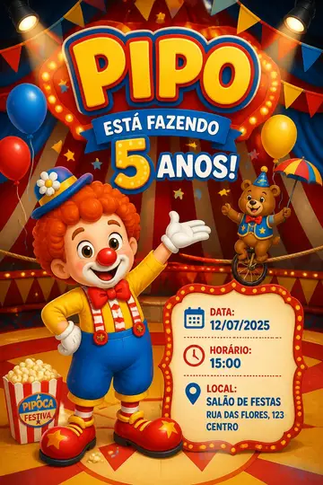 Convite digital: festa Circo