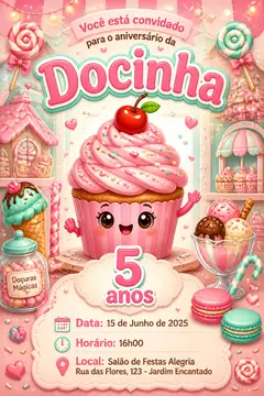 Convite digital: festa Confeitaria e doces