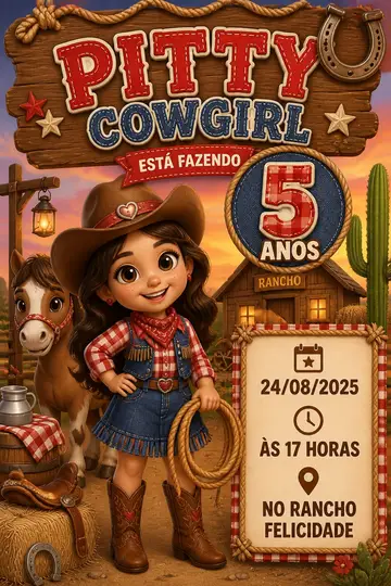 Convite digital: festa Country e rodeio