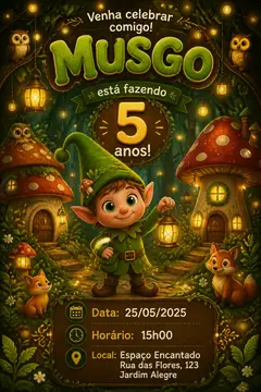 Convite digital: festa Floresta encantada