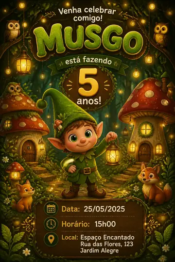 Convite digital: festa Floresta encantada
