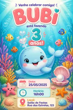 Convite digital: festa Fundo do mar