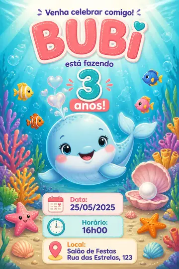 Convite digital: festa Fundo do mar