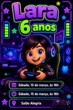 Convite digital: festa Gamer