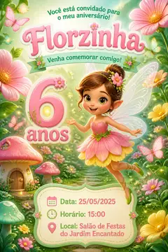 Convite digital: festa Jardim encantado