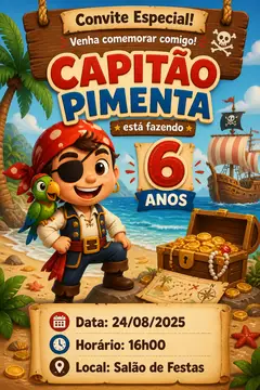 Convite digital: festa Pirata