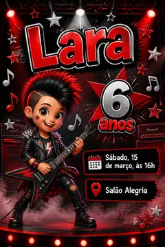 Convite digital: festa Rock star mirim