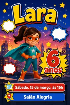 Convite digital: festa Super-herói