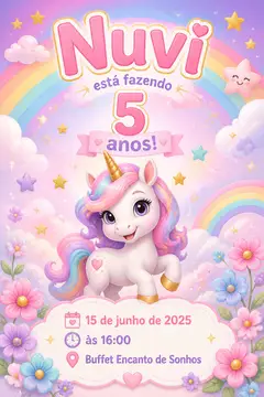 Convite digital: festa Unicórnio