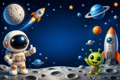 Painel de fundo da festa Astronauta