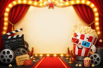 Painel de fundo da festa Cinema e pipoca