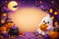 Painel de fundo da festa Halloween fofinho